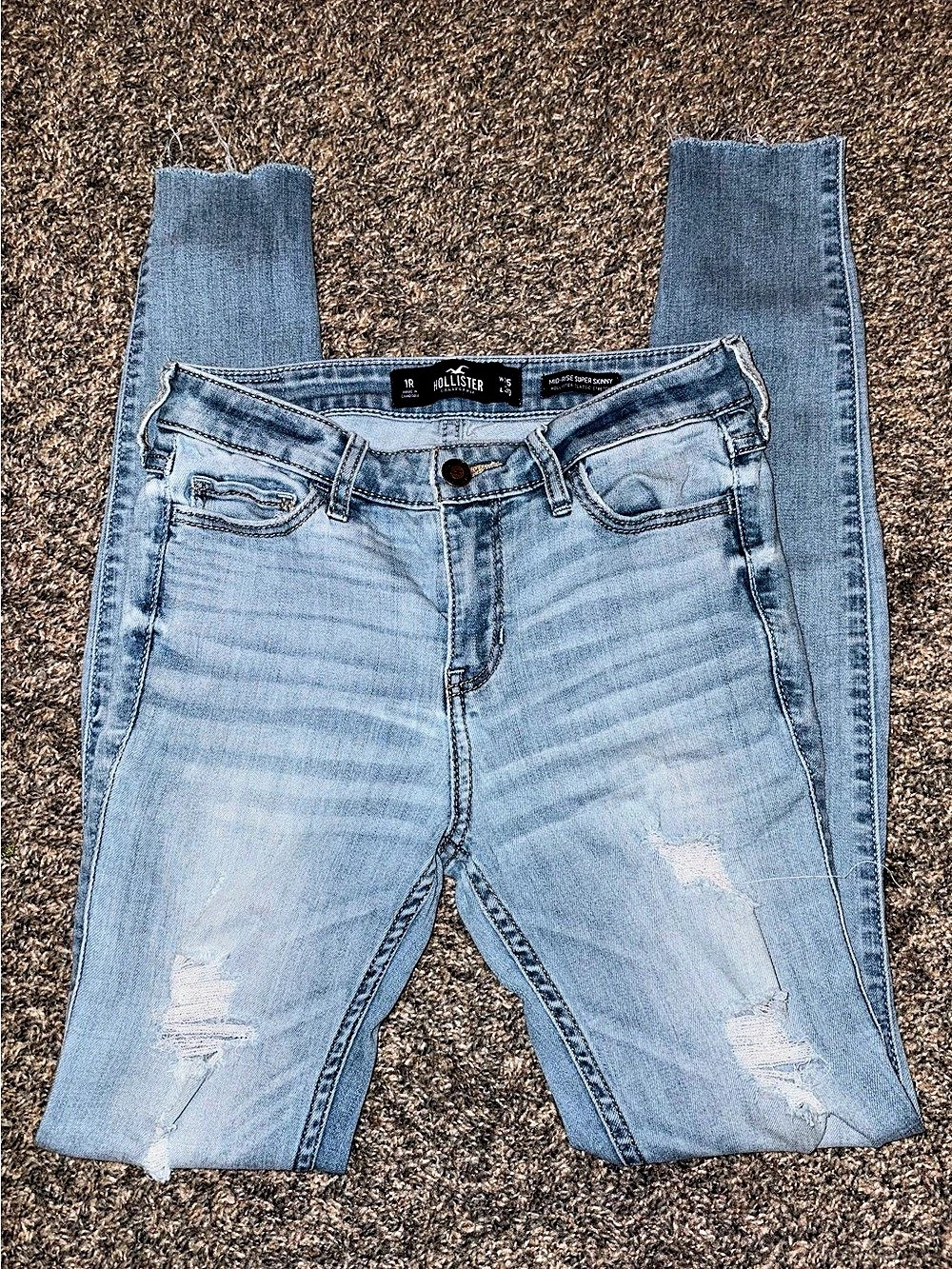 Hollister Mid-Rise Super Skinny Distressed Jeans